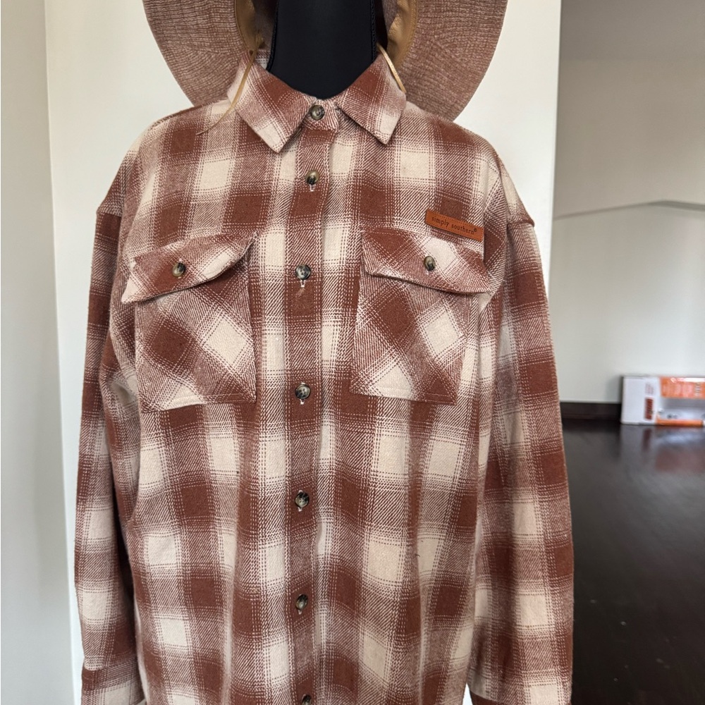Simply Southern Brown Plaid Button Down Shirt - Picture 5 of 15